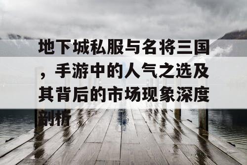 地下城私服与名将三国，手游中的人气之选及其背后的市场现象深度剖析