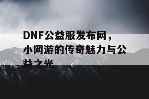 DNF公益服发布网，小网游的传奇魅力与公益之光