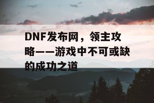 DNF发布网，领主攻略——游戏中不可或缺的成功之道