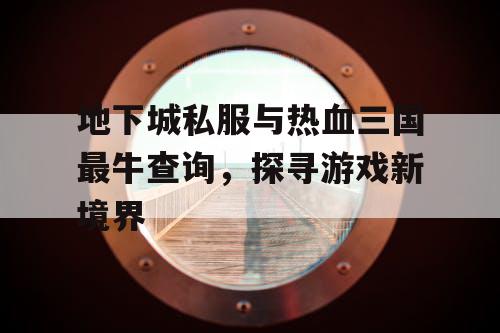 地下城私服与热血三国最牛查询，探寻游戏新境界